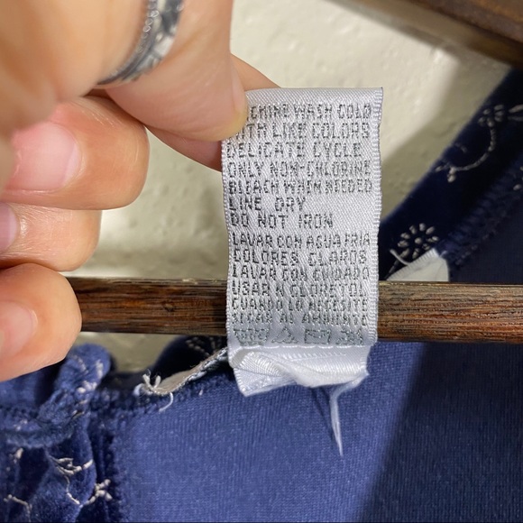 Woman’s Blue Velvet Maxi Dress pockets Print Med. Sleeveless Button Dow… - Picture 3 of 11